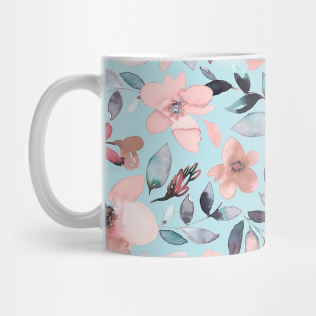 Tropical flowers Light blue by ninoladesign